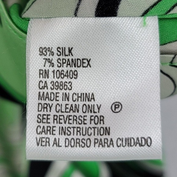 VTG Antonio Melani Green & Black Stretch Silk Floral Paisley Cami Top Size Small - Picture 9 of 10